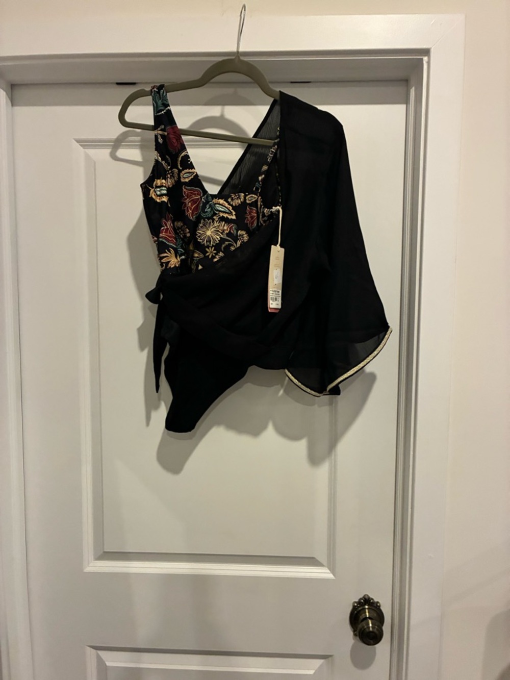 Cosita Linda Black Floral Trim Swim Cover-Up - Picture 3 of 7